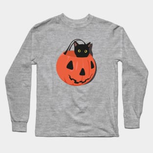 Black cat in pumpkin Long Sleeve T-Shirt